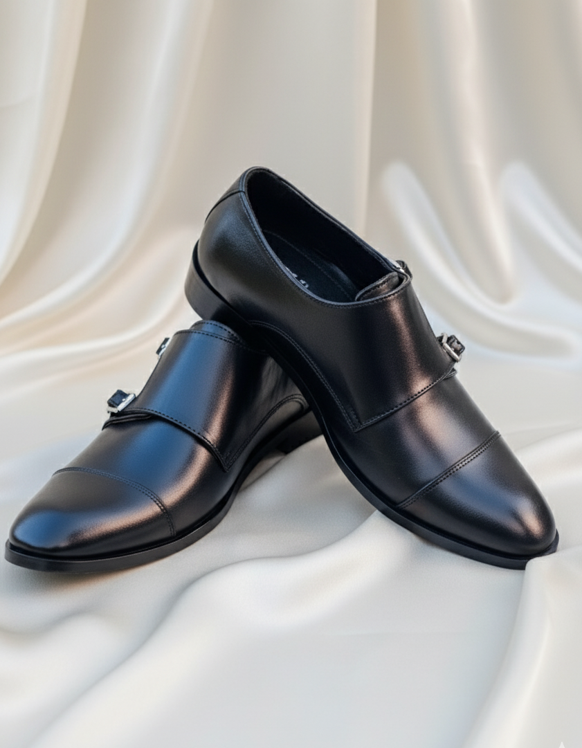 Premium Handmade Black Monk Strap Shoes | 100% Original Premium Quality
