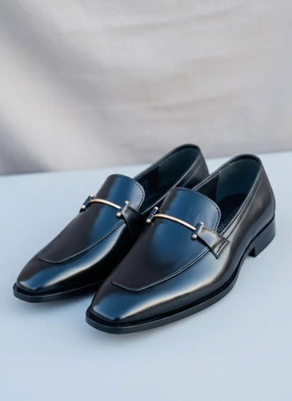 Black Formal Shoes with Metallic Buckle