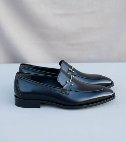 Black Formal Shoes with Metallic Buckle