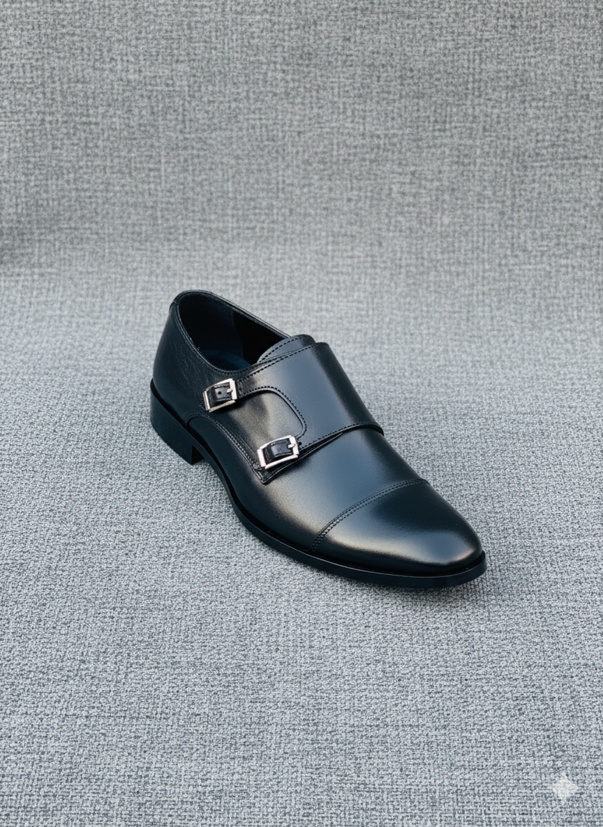 Premium Handmade Black Monk Strap Shoes | 100% Original Premium Quality